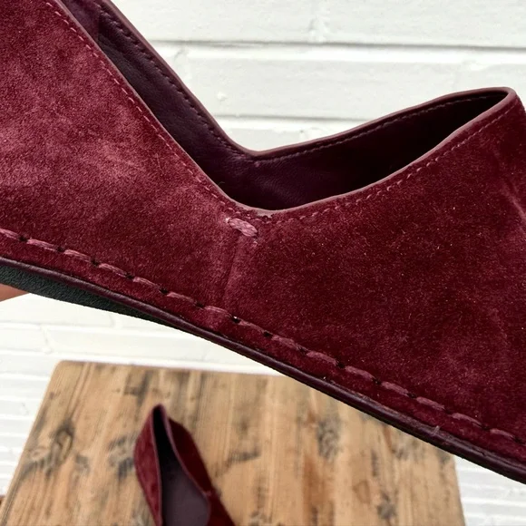 Vince Finola Almond Toe d'Orsay Flats in Burgundy Suede, SZ 8 NWOB - Picture 6 of 10